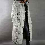 Cable Knit Hooded Longline Cardigan