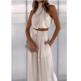Sleeveless Belted Wide Leg Jumpsuit