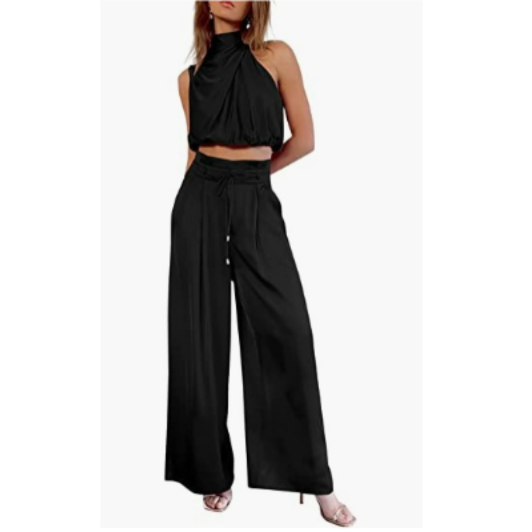 Sleeveless Belted Wide Leg Jumpsuit
