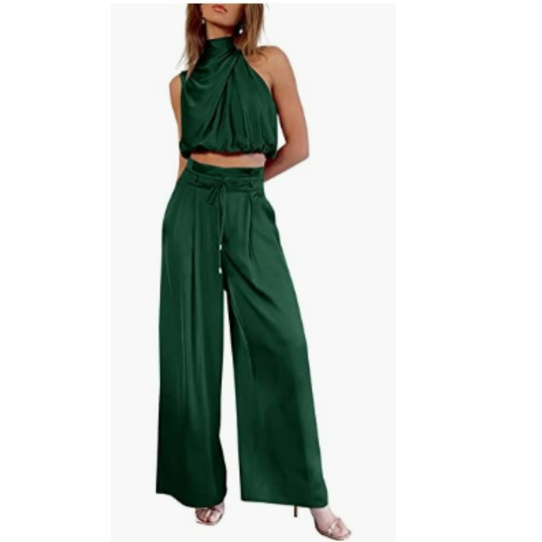 Sleeveless Belted Wide Leg Jumpsuit