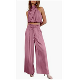 Sleeveless Belted Wide Leg Jumpsuit