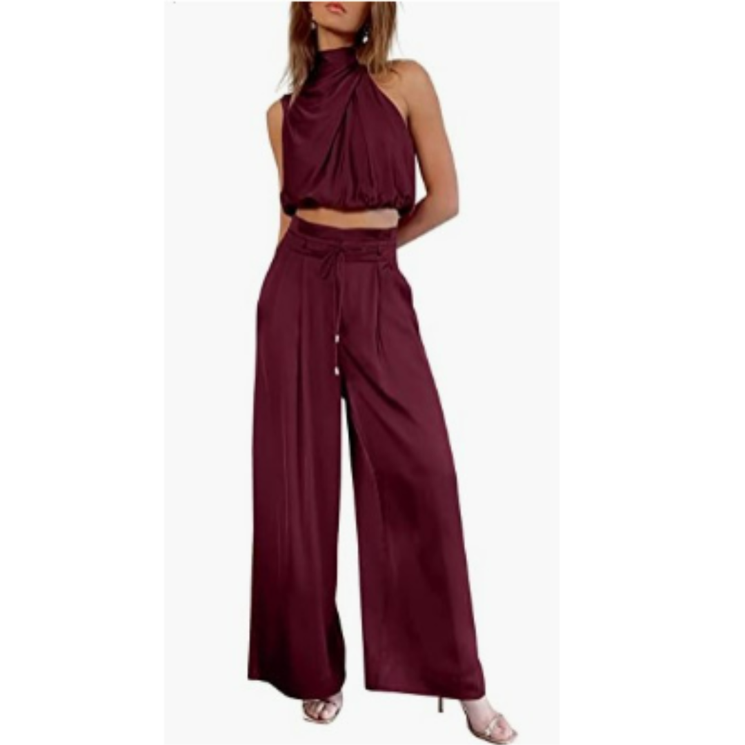 Sleeveless Belted Wide Leg Jumpsuit