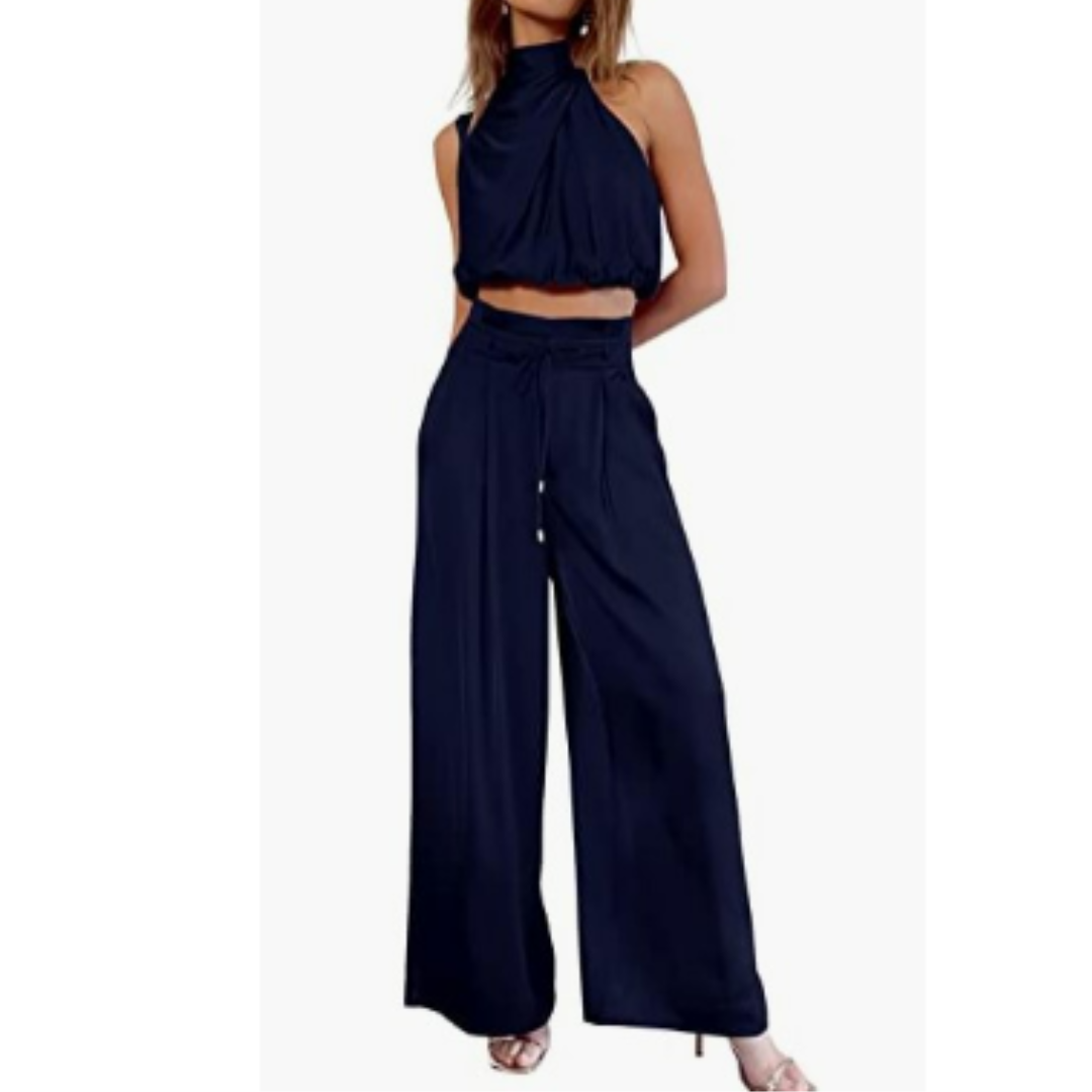 Sleeveless Belted Wide Leg Jumpsuit