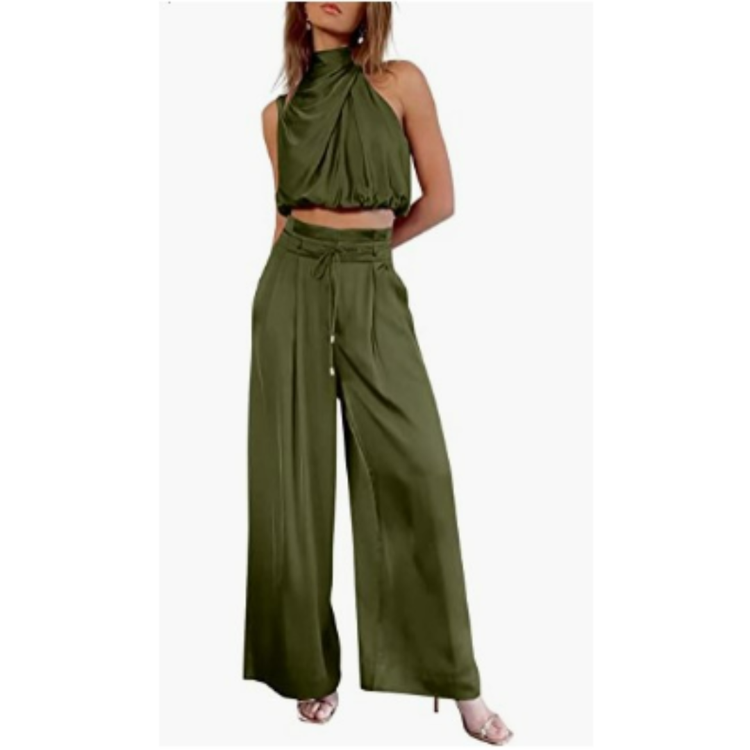 Sleeveless Belted Wide Leg Jumpsuit