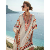 Embroidered V-Neck Beach Cover Up
