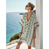 Embroidered V-Neck Beach Cover Up
