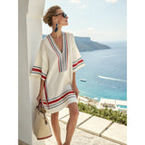 Embroidered V-Neck Beach Cover Up