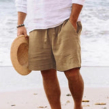 Relaxed Linen Blend Drawstring Shorts