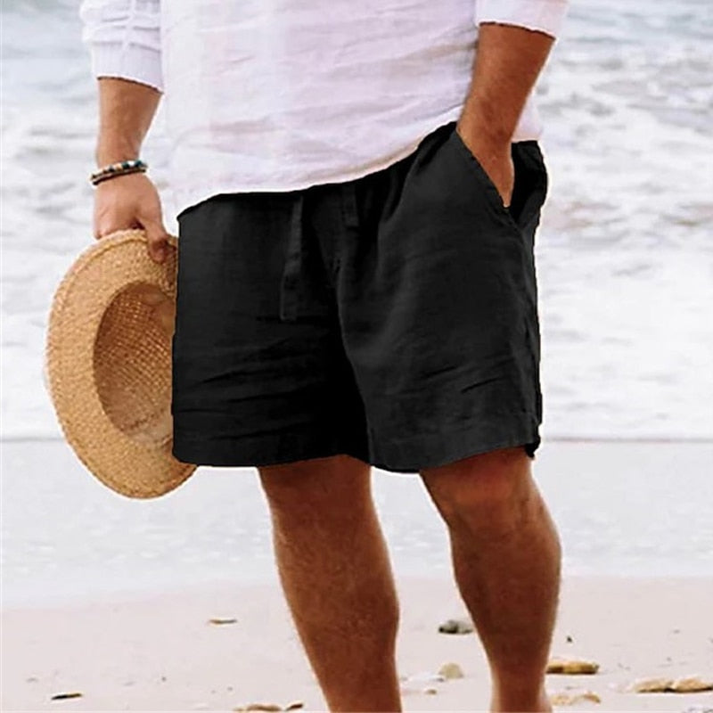 Relaxed Linen Blend Drawstring Shorts