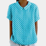 Printed V-Neck Short Sleeve Blouse
