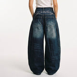 Women's High-Rise Embroidered Patchwork Baggy Jeans