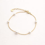 Women's Adjustable Gold-Tone Pearl Chain Bracelet