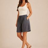 Women's Wide-Leg Elastic Waist Cotton Blend Shorts
