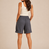 Women's Wide-Leg Elastic Waist Cotton Blend Shorts