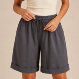 Women's Wide-Leg Elastic Waist Cotton Blend Shorts
