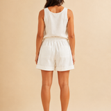 Women's Wide-Leg Elastic Waist Cotton Blend Shorts