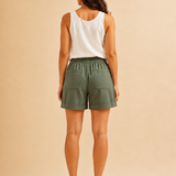 Women's Wide-Leg Elastic Waist Cotton Blend Shorts