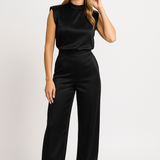 Sleeveless Satin-Look Wide-Leg Jumpsuit