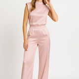 Sleeveless Satin-Look Wide-Leg Jumpsuit