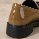 Women's Bow Detail Leather-Look Block Heel Loafers