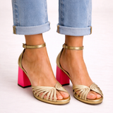 Ankle Strap Colour Block Block Heel Sandals