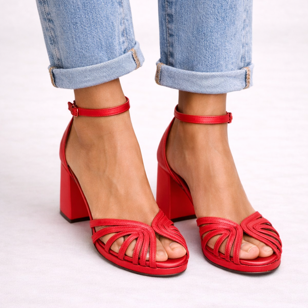 Ankle Strap Colour Block Block Heel Sandals