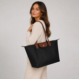 Women's Spacious Oxford Zip-Top Shoulder Bag