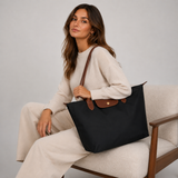 Women's Spacious Oxford Zip-Top Shoulder Bag