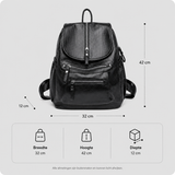 Women's Vintage PU Leather Backpack with Zip Pockets