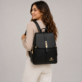 Women's PU Leather Flap-Closure Everyday Backpack
