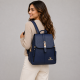 Women's PU Leather Flap-Closure Everyday Backpack