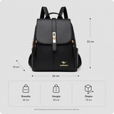 Women's PU Leather Flap-Closure Everyday Backpack