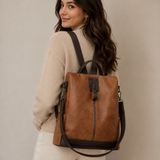 Women's Anti-Theft Faux Leather Convertible Backpack
