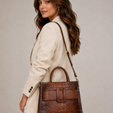 Women's Croco Print Handbag with Buckle