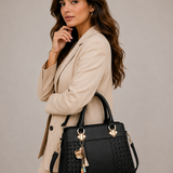 Women's Structured Handbag with Detachable Shoulder Strap