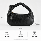 Women's Compact Woven Shoulder Bag with Knot Handle