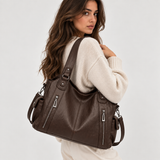 Women's Faux Leather Shoulder Bag with Detachable Strap