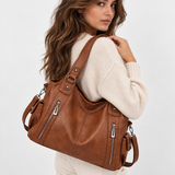 Women's Faux Leather Shoulder Bag with Detachable Strap