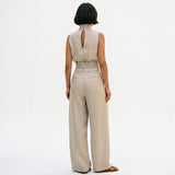 Women's Relaxed Linen-Blend Two-Piece Blouse Set