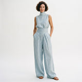 Women's Relaxed Linen-Blend Two-Piece Blouse Set
