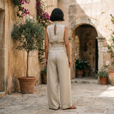 Women's Relaxed Linen-Blend Two-Piece Blouse Set
