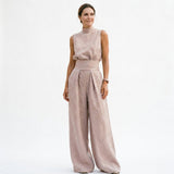Women's Relaxed Linen-Blend Two-Piece Blouse Set
