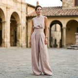 Women's Relaxed Linen-Blend Two-Piece Blouse Set