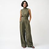 Women's Relaxed Linen-Blend Two-Piece Blouse Set