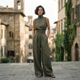 Women's Relaxed Linen-Blend Two-Piece Blouse Set