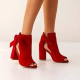 Bow Tie Peep Toe Ankle Boots