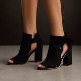Bow Tie Peep Toe Ankle Boots
