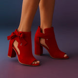 Bow Tie Peep Toe Ankle Boots