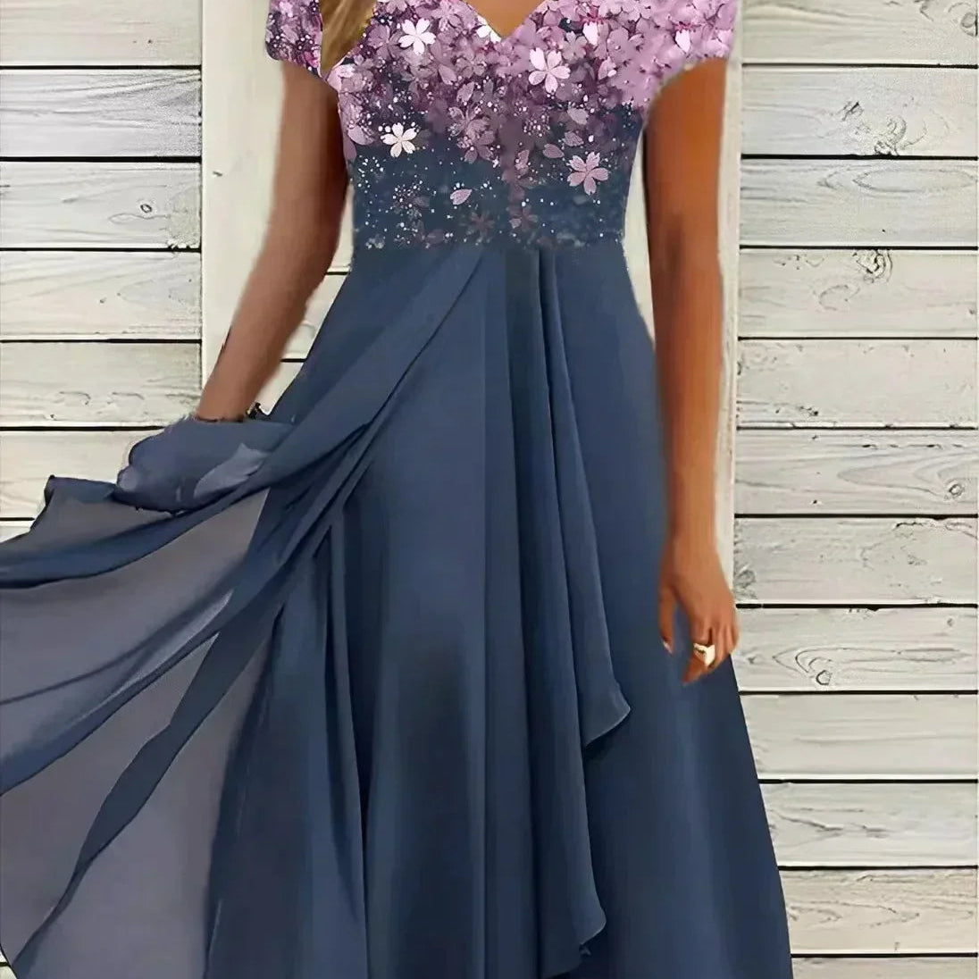 Floral Lace Bodice Maxi Dress