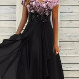 Floral Lace Bodice Maxi Dress